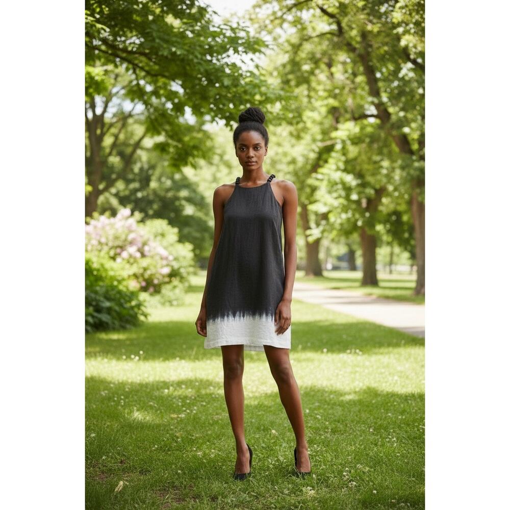 Staud Cabo Onyx Ombre Linen Mini Dress NWT Size XL Sleeveless Pockets Summer